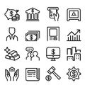 Banking & Financial icon set in thin line style