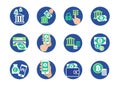 Isolated, flat-design Online banking pictogram set Royalty Free Stock Photo