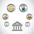 banking icons Illustration. Vector Illustration. Royalty Free Stock Photo