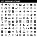 100 banking icons set, simple style Royalty Free Stock Photo