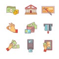Banking icons thin line set. Currency operations Royalty Free Stock Photo