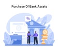 Banking Investment set. Strategic acquisition of bank assets, sealing deals