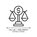 Banking law pixel perfect linear icon Royalty Free Stock Photo