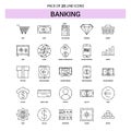 Banking Line Icon Set - 25 Dashed Outline Style Royalty Free Stock Photo