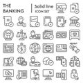 Banking line icon set, finance symbols collection, vector sketches, logo illustrations, commerce signs linear pictograms Royalty Free Stock Photo