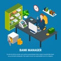 Banking Manager Isometric Composition Royalty Free Stock Photo