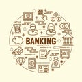 Banking minimal thin line icons set