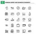 25 Banking Money And Business Economics icon set. vector background