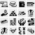 Banking, money and coin vector icons set.