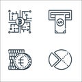 banking and money line icons. linear set. quality vector line set such as graph, euro, atm Royalty Free Stock Photo