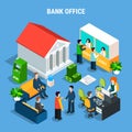 Banking Office Isometric Composition
