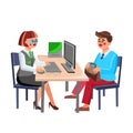 Banking Question Manager Consulting Visitor Vector Illustration