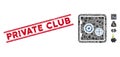 Banking Safe Mosaic and Distress Private Club Seal with Lines