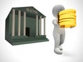 Banking services from a financial institution shows investment and business - 3d illustration