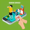 Banking Services Isometric Composition Royalty Free Stock Photo