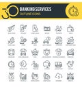 Banking Services Outline Icons