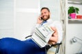 Banking support line concept. Man successful businessman phone conversation ask service. Businessman rich bearded guy Royalty Free Stock Photo