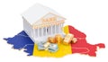 Banking system in Romania concept. 3D rendering Royalty Free Stock Photo