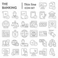 Banking thin line icon set, finance symbols collection, vector sketches, logo illustrations, commerce signs linear Royalty Free Stock Photo