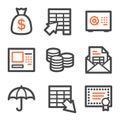 Banking web icons, orange and gray contour series Royalty Free Stock Photo