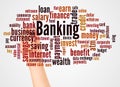 Banking word cloud and hand with marker concept