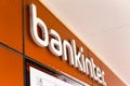 Bankinter logo on Bankinter`s bank branch office