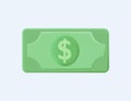 Banknote dollar green cash. Money saving, exchange, finance and budget concept. 3d vector icon. Cartoon minimal style. Royalty Free Stock Photo