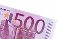 Banknote of five hundred euro on white background. Royalty Free Stock Photo