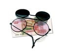 Banknote Rubles Russia through rose-colored glasses. Illusion of value. 3d illustration