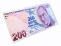 200 TL Lira Turkish money banknote Royalty Free Stock Photo