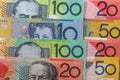 Banknotes of australian dollars in rows as background Royalty Free Stock Photo