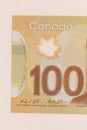 Banknotes of Canadian currency: Dollar. Detail close up shot Royalty Free Stock Photo