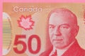 Banknotes of Canadian currency: Dollar. Detail close up shot Royalty Free Stock Photo