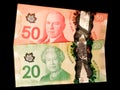 Banknotes of the Canadian Dollar Royalty Free Stock Photo