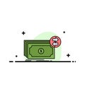Banknotes, cash, dollars, flow, money Flat Color Icon Vector Royalty Free Stock Photo