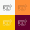 Banknotes, cash, dollars, flow, money Icon Over Various Background. Line style design, designed for web and app. Eps 10 vector