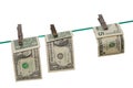 Banknotes on a Clothes Line Royalty Free Stock Photo