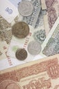 Banknotes and coins obsolete rubles currency of the Soviet Union Royalty Free Stock Photo