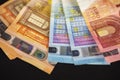 Banknotes of different euro currency