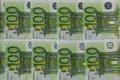 Banknotes 100 euros beautifully laid out. Euro euro money Royalty Free Stock Photo