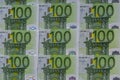 Banknotes 100 euros beautifully laid out. Euro euro money. European Union banking, financial savings