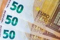 banknotes of 50 euros close-up. tax concept. saving money concept. salary. income