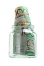 Banknotes in Glass Jar Royalty Free Stock Photo