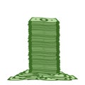 Banknotes, greenback banknote, money pile, stacked cash. Casino bonus, profits and income earnings