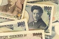 Banknotes of the Japanese yen currency, Business background Royalty Free Stock Photo