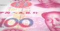 Banknotes of one hundred renminbi chinese rolling on screen, cash money, loop