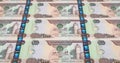 Banknotes of one thousand dirhams arabs rolling on screen, cash money, loop