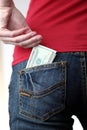 Banknotes in the pocket Royalty Free Stock Photo
