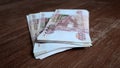 Little stack of russian rubles Royalty Free Stock Photo