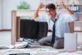 The bankrupt businessman angry in the office floor Royalty Free Stock Photo